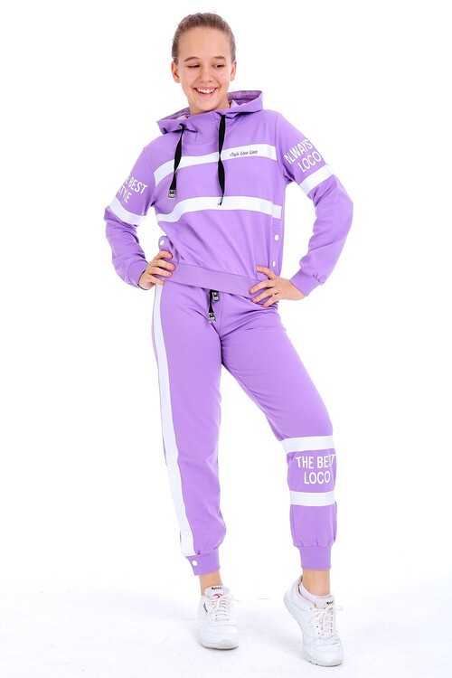 Kız Çocuk Always Yazı Baskılı Kapşonlu Takım 10-15 Yaş 14140