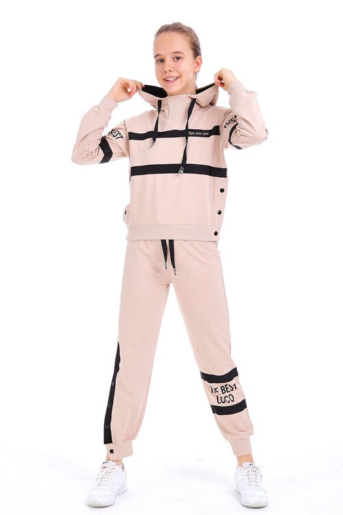 Kız Çocuk Always Yazı Baskılı Kapşonlu Takım 10-15 Yaş 14140