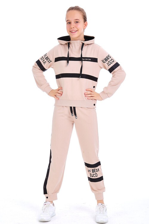 Kız Çocuk Always Yazı Baskılı Kapşonlu Takım 10-15 Yaş 14140