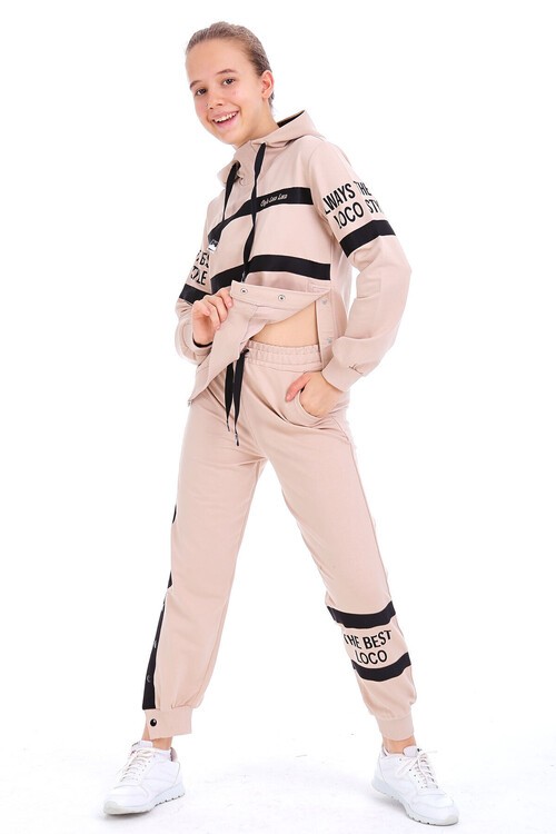 Kız Çocuk Always Yazı Baskılı Kapşonlu Takım 10-15 Yaş 14140