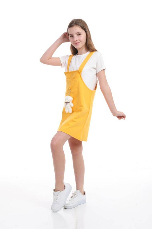 Kız Çocuk Ayıcıklı Salopet Takım 3-10 Yaş 13826