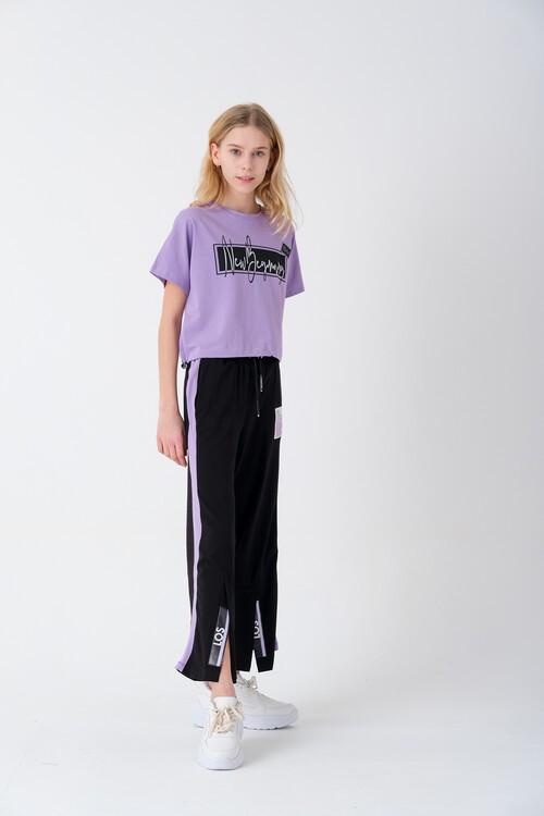 Kız Çocuk Baskılı Bol Paça Yazlık Takım 7-14 Yaş 13847