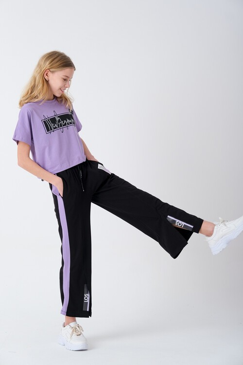 Kız Çocuk Baskılı Bol Paça Yazlık Takım 7-14 Yaş 13847