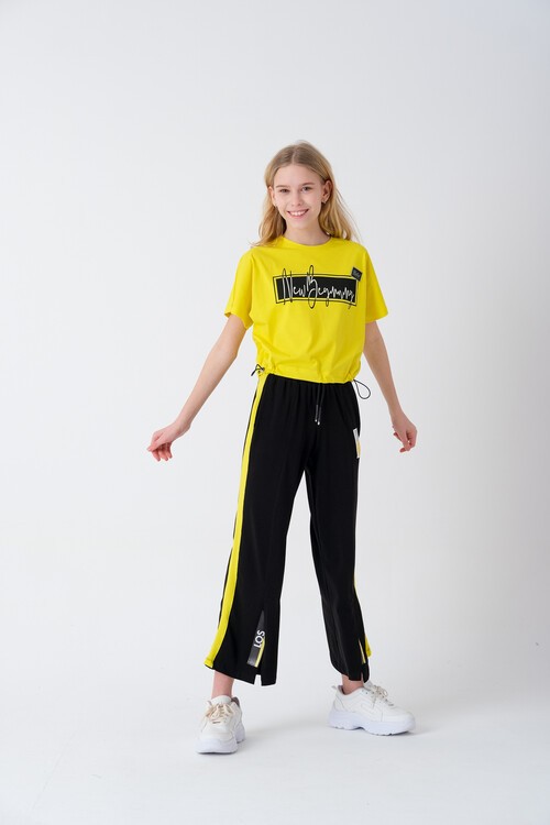 Kız Çocuk Baskılı Bol Paça Yazlık Takım 7-14 Yaş 13847