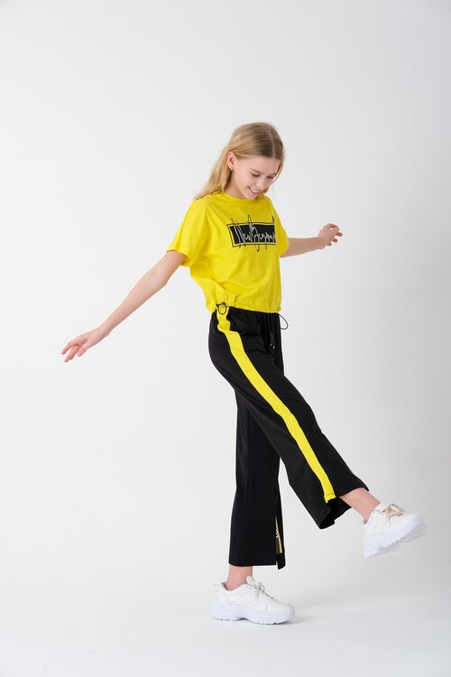 Kız Çocuk Baskılı Bol Paça Yazlık Takım 7-14 Yaş 13847