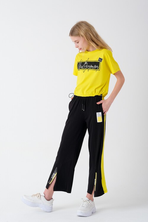 Kız Çocuk Baskılı Bol Paça Yazlık Takım 7-14 Yaş 13847