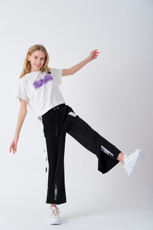 Kız Çocuk Baskılı Bol Paça Yazlık Takım 7-14 Yaş 13847