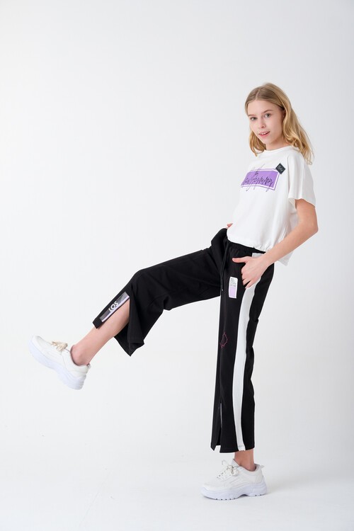 Kız Çocuk Baskılı Bol Paça Yazlık Takım 7-14 Yaş 13847