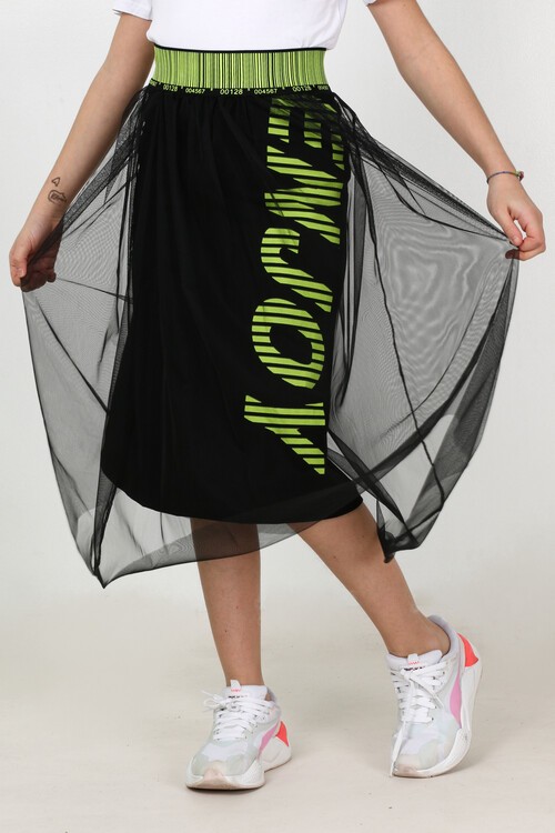 Kız Çocuk Baskılı Fileli Etek 10-15 Yaş 13974