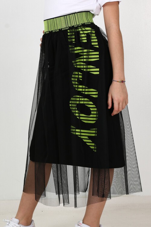 Kız Çocuk Baskılı Fileli Etek 10-15 Yaş 13974