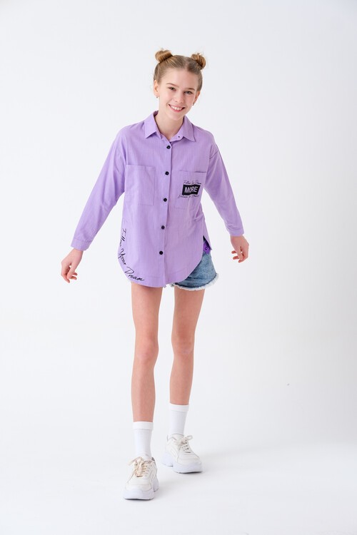 Kız Çocuk Baskılı Gömlek 8-15 Yaş 13931