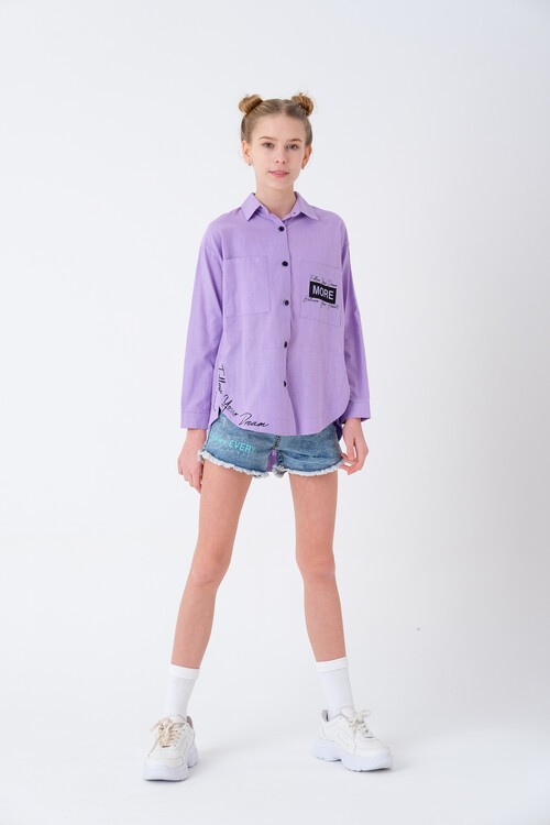 Kız Çocuk Baskılı Gömlek 8-15 Yaş 13931