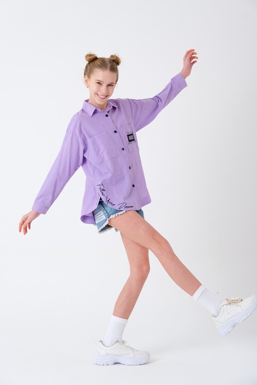 Kız Çocuk Baskılı Gömlek 8-15 Yaş 13931