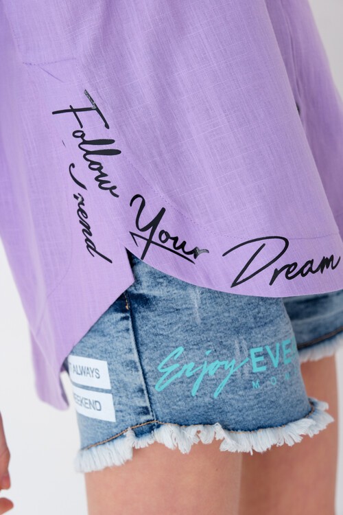 Kız Çocuk Baskılı Gömlek 8-15 Yaş 13931