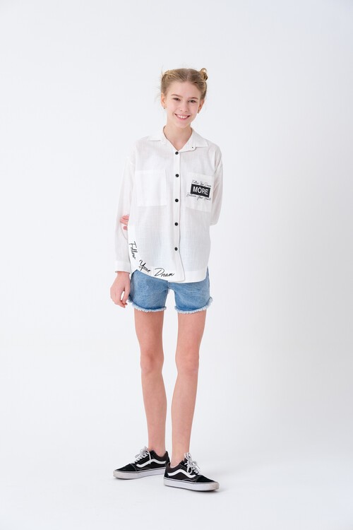 Kız Çocuk Baskılı Gömlek 8-15 Yaş 13931