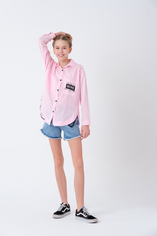 Kız Çocuk Baskılı Gömlek 8-15 Yaş 13931