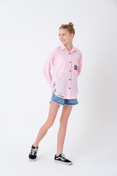 Kız Çocuk Baskılı Gömlek 8-15 Yaş 13931