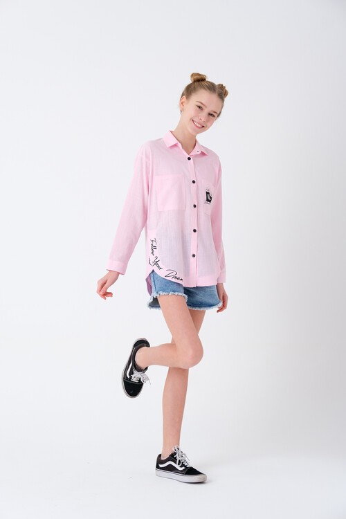 Kız Çocuk Baskılı Gömlek 8-15 Yaş 13931