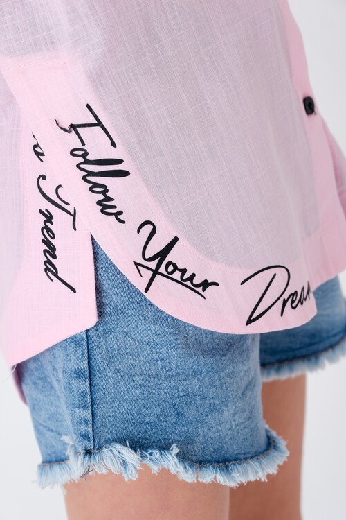 Kız Çocuk Baskılı Gömlek 8-15 Yaş 13931