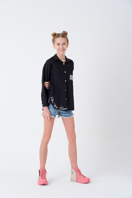 Kız Çocuk Baskılı Gömlek 8-15 Yaş 13931