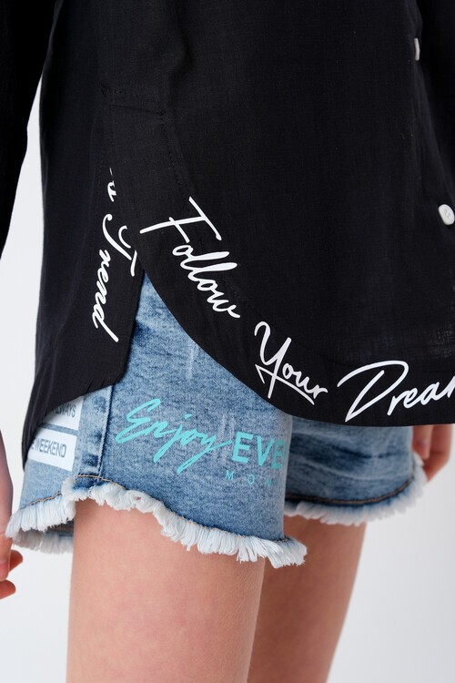 Kız Çocuk Baskılı Gömlek 8-15 Yaş 13931