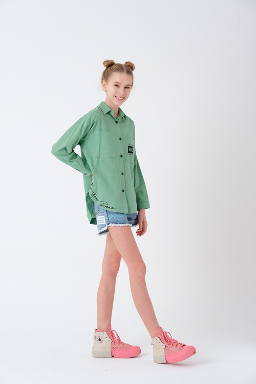 Kız Çocuk Baskılı Gömlek 8-15 Yaş 13931