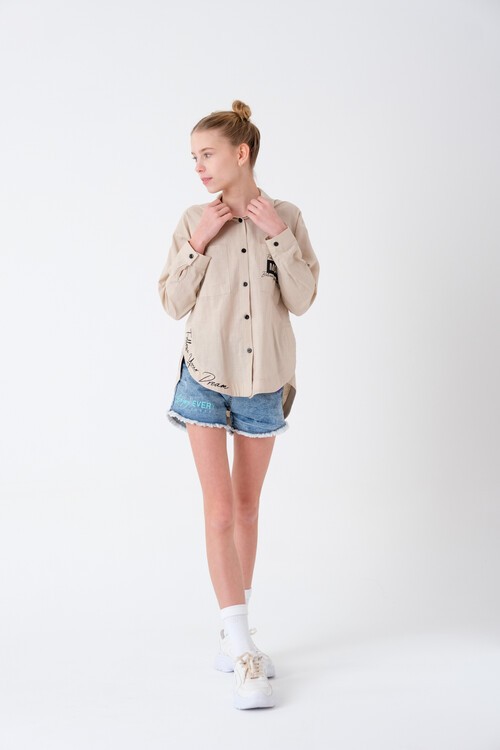 Kız Çocuk Baskılı Gömlek 8-15 Yaş 13931