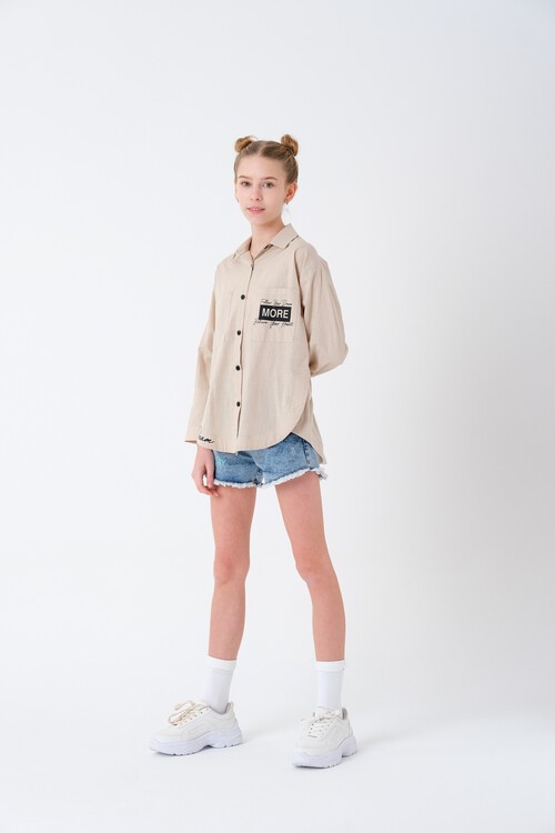 Kız Çocuk Baskılı Gömlek 8-15 Yaş 13931