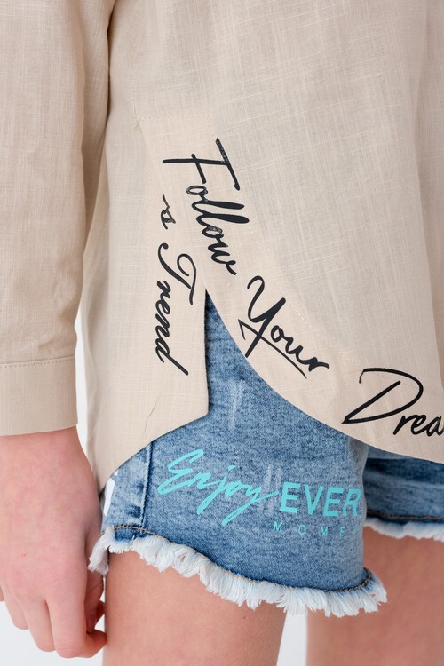 Kız Çocuk Baskılı Gömlek 8-15 Yaş 13931