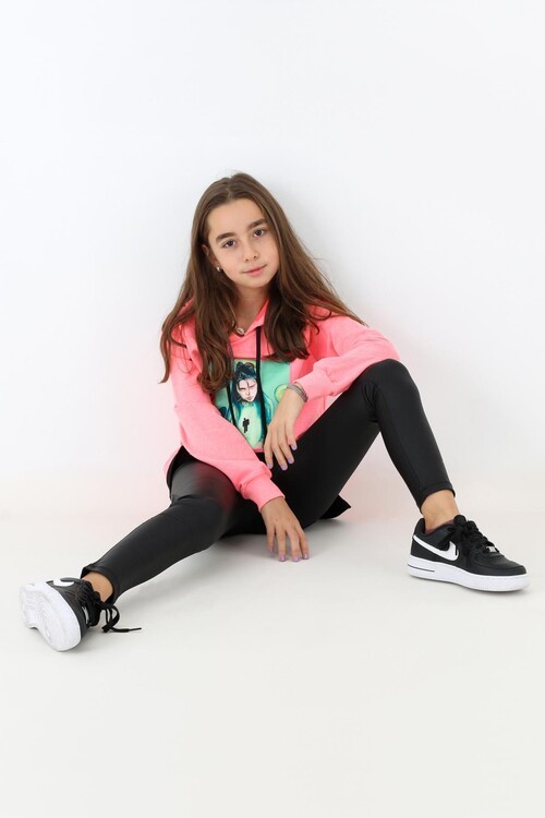 Kız Çocuk  Baskılı Kapşonlu Sweatshirt 9-14 Yaş 13993