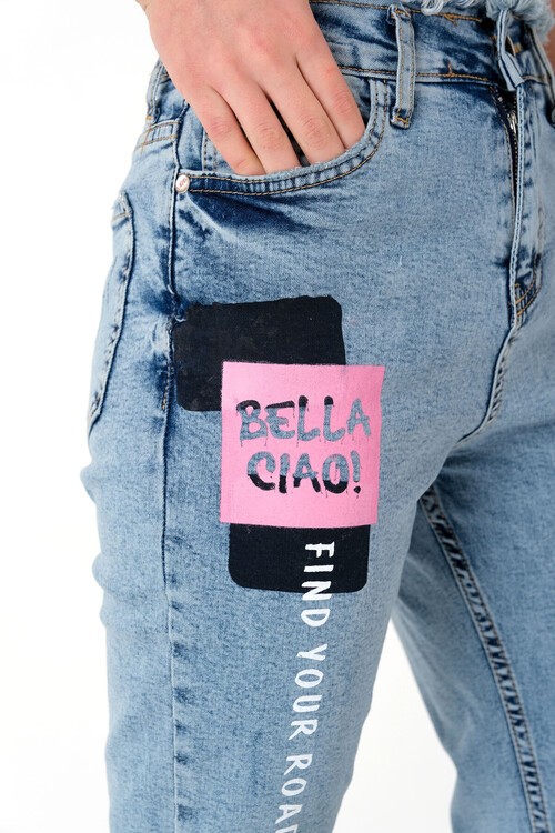 Kız Çocuk Baskılı Jean Pantolon 8-14 Yaş 13972