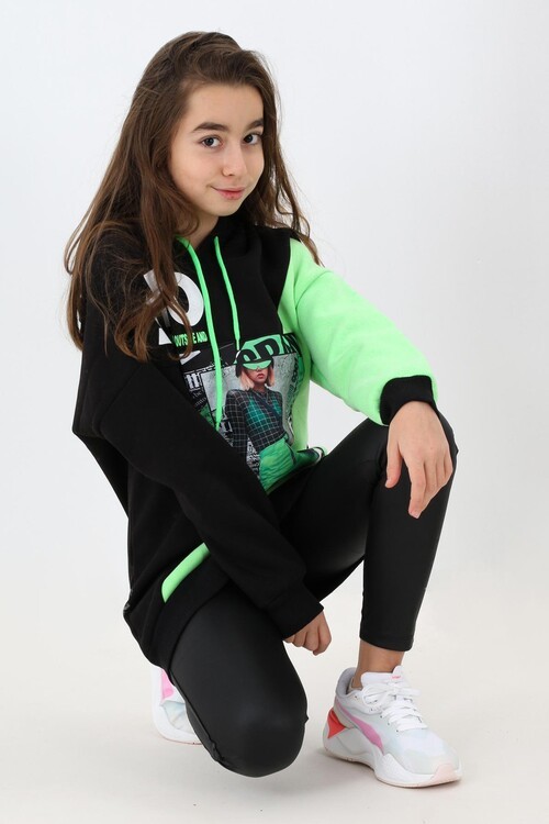 Kız Çocuk Baskılı Tunik Sweatshirt 9-12 Yaş 14146