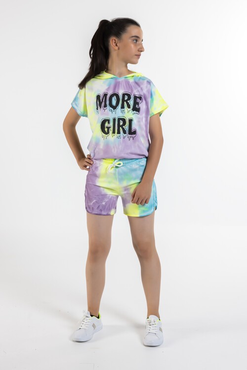 Kız Çocuk Batik Baskı Kapşonlu Takım 10-15 Yaş 13872