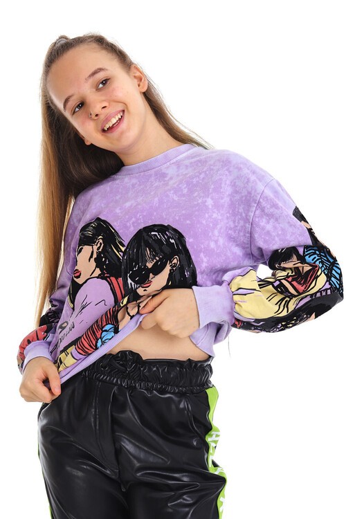 Kız Çocuk Batik Baskılı Sweatshirt 10-15 Yaş 13990
