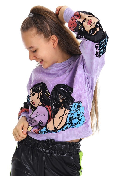 Kız Çocuk Batik Baskılı Sweatshirt 10-15 Yaş 13990