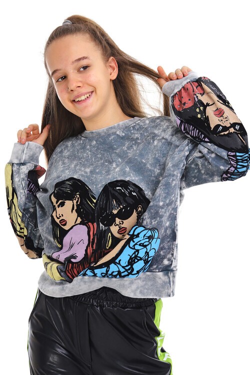 Kız Çocuk Batik Baskılı Sweatshirt 10-15 Yaş 13990