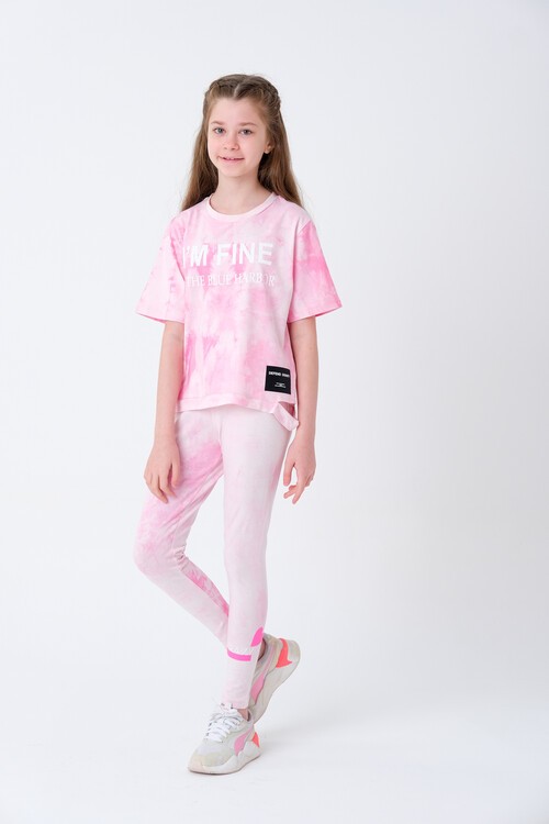 Kız Çocuk Batik Desenli Taytlı Takım 7-14 Yaş 13845