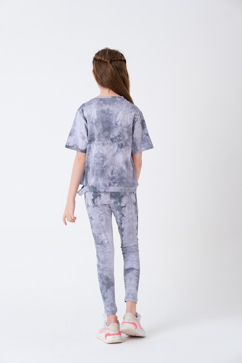 Kız Çocuk Batik Desenli Taytlı Takım 7-14 Yaş 13845