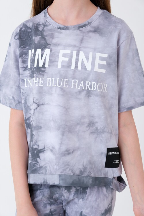 Kız Çocuk Batik Desenli Taytlı Takım 7-14 Yaş 13845