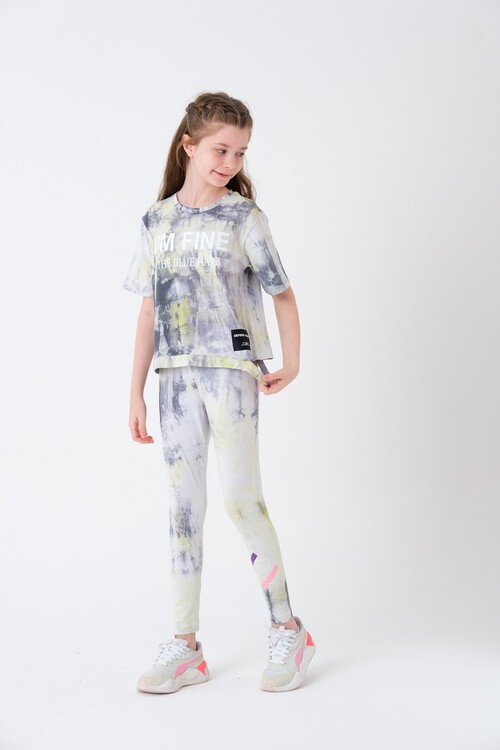 Kız Çocuk Batik Desenli Taytlı Takım 7-14 Yaş 13845