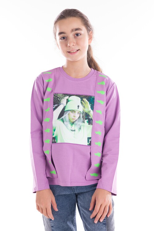 Kız Çocuk Bilhe Digital Baskılı Sweatshirt 8-14 Yaş 14100