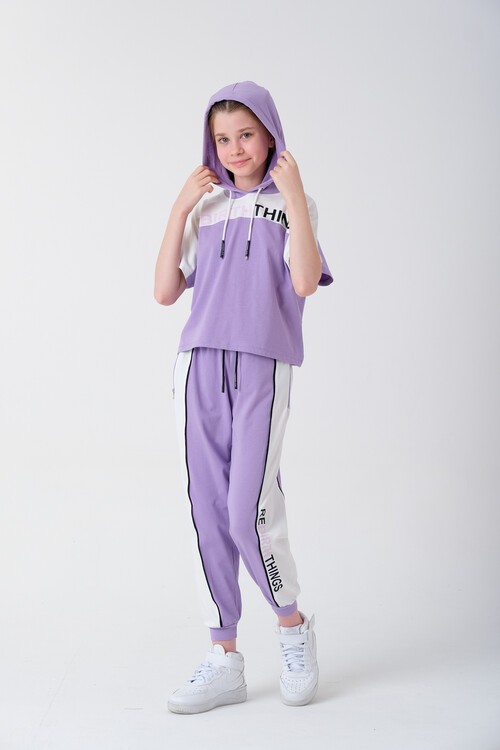 Kız Çocuk Bloklu Baskılı Yazlık Takım 7-14 Yaş 13864