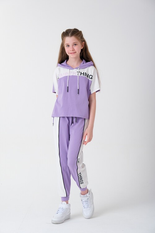 Kız Çocuk Bloklu Baskılı Yazlık Takım 7-14 Yaş 13864