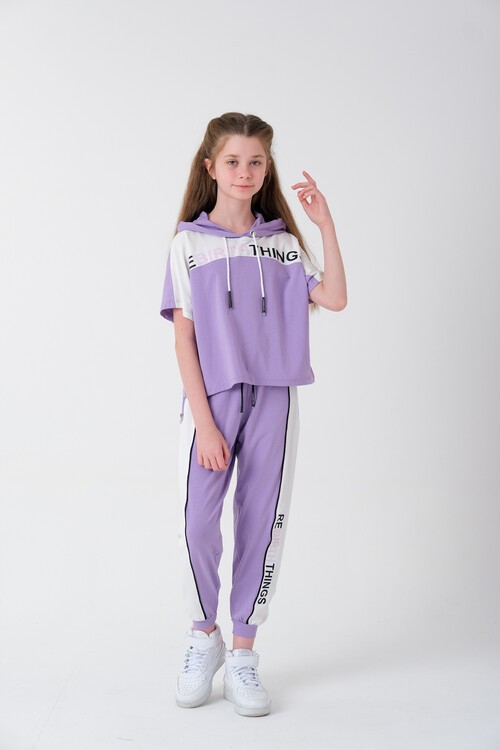 Kız Çocuk Bloklu Baskılı Yazlık Takım 7-14 Yaş 13864