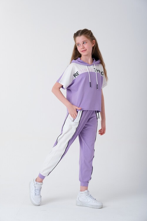 Kız Çocuk Bloklu Baskılı Yazlık Takım 7-14 Yaş 13864