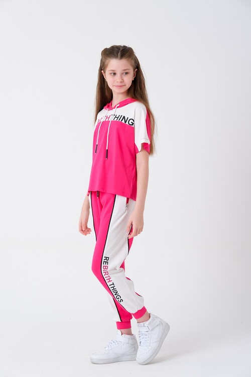 Kız Çocuk Bloklu Baskılı Yazlık Takım 7-14 Yaş 13864