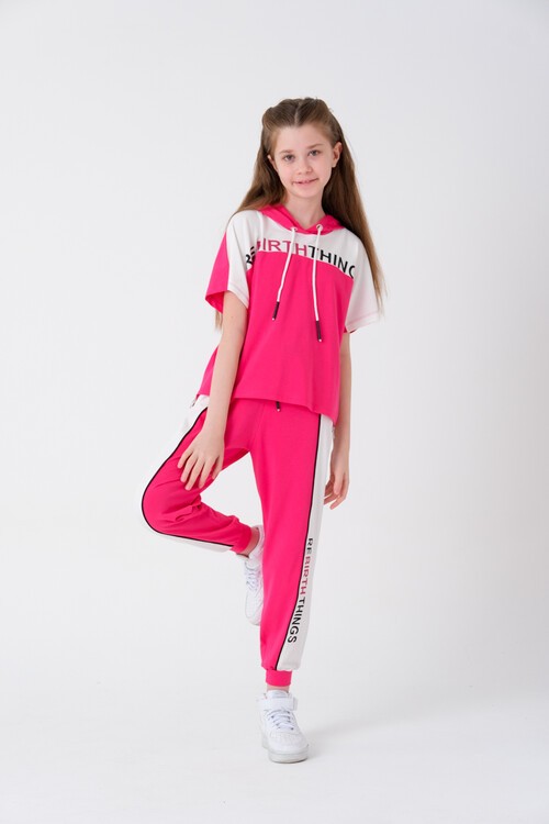 Kız Çocuk Bloklu Baskılı Yazlık Takım 7-14 Yaş 13864