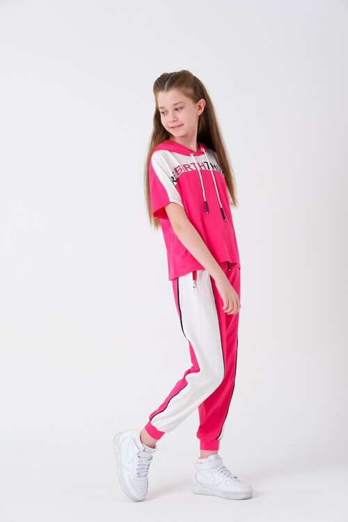 Kız Çocuk Bloklu Baskılı Yazlık Takım 7-14 Yaş 13864