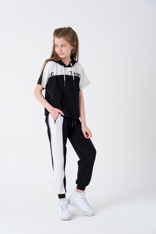 Kız Çocuk Bloklu Baskılı Yazlık Takım 7-14 Yaş 13864