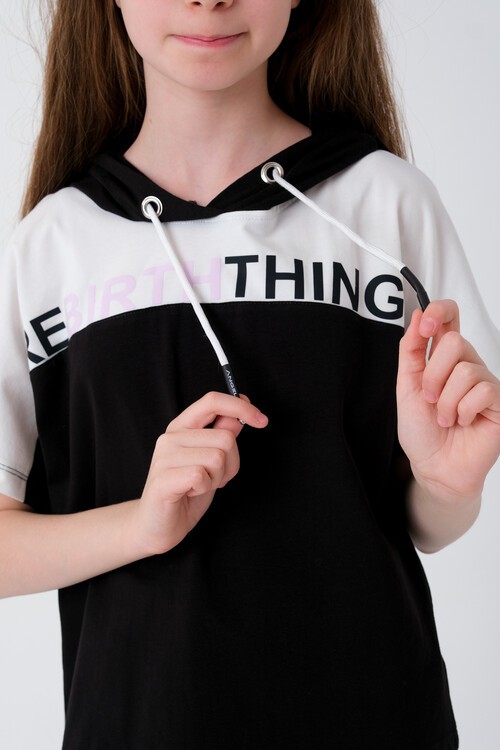 Kız Çocuk Bloklu Baskılı Yazlık Takım 7-14 Yaş 13864